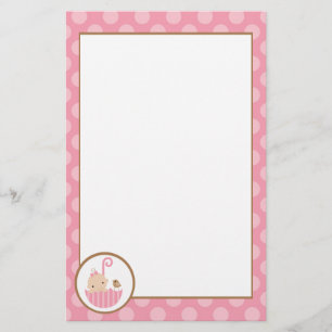 Pink Baby in Umbrella Baby Shower Stationery