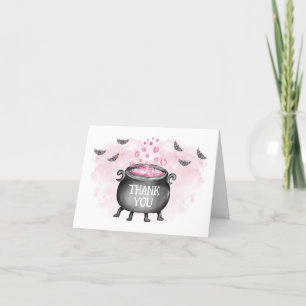 Pink Baby is Brewing Halloween Baby Shower Thank You Card