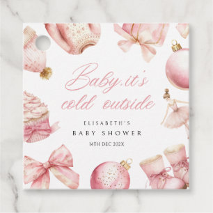 Pink Baby It's Cold Outside Baby Shower Favour Tags