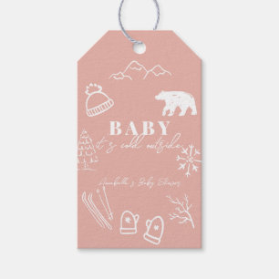 Pink Baby It's Cold Outside Baby Shower Thank You Gift Tags