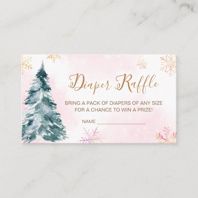 Pink Baby It's Cold Outside Diaper Raffle Enclosure Card (Front)