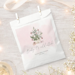 Pink baby its cold outside take a treat favour bag