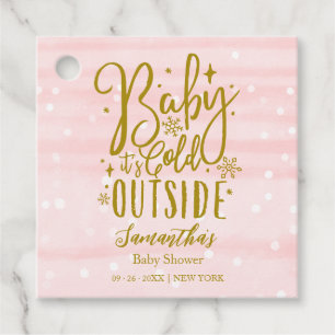 Pink Baby Its Cold Outside Winter Baby Shower Favo Favour Tags