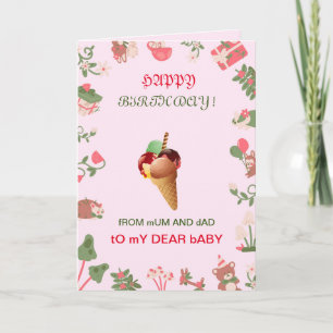 PINK baby kid greeting card