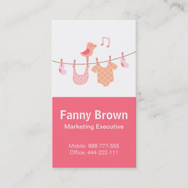 Pink Baby & Kids Related Businesses Business Card (Front)