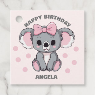 Pink Baby Koala Bear Favour Tags
