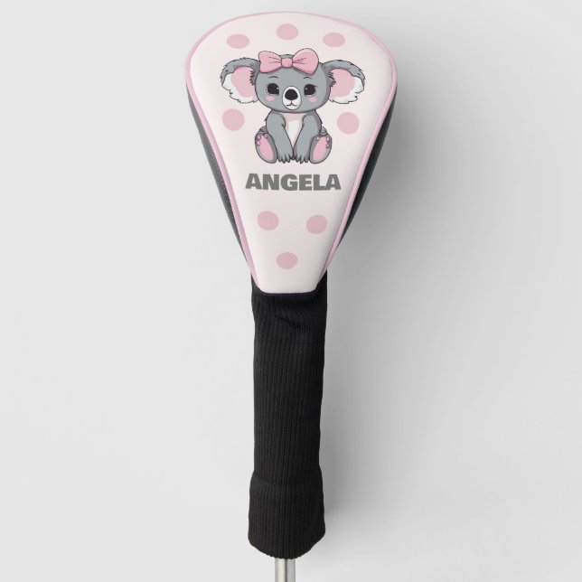 Pink Baby Koala Bear Golf Head Cover (Front)