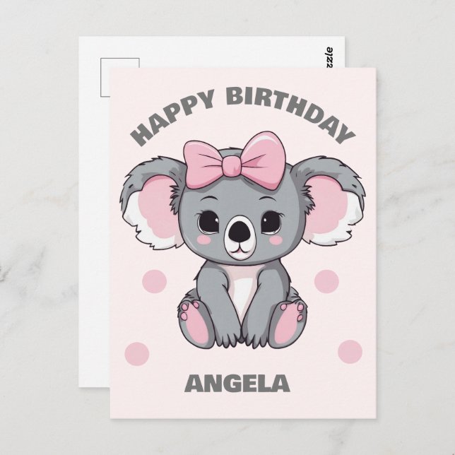 Pink Baby Koala Bear Postcard (Front/Back)