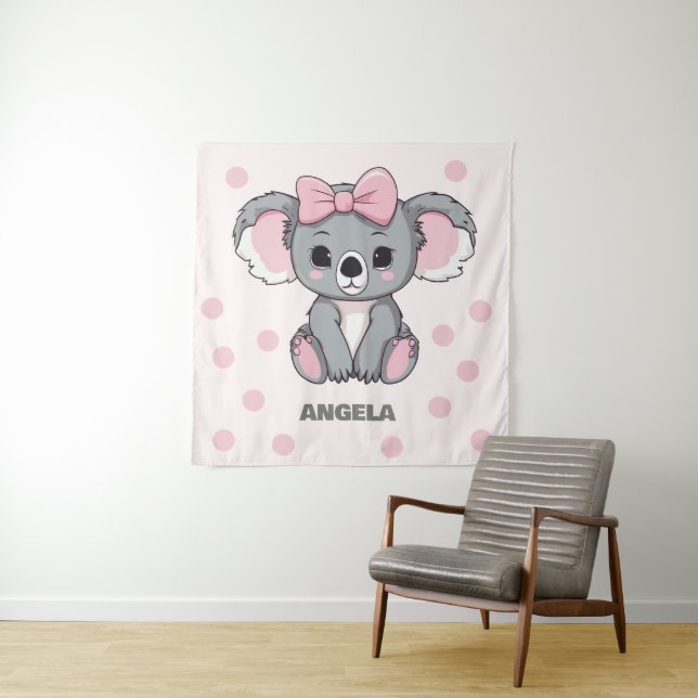 Pink Baby Koala Bear Tapestry (In Situ)