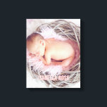 Pink Baby Name Photo Canvas Print<br><div class="desc">Simple and chic full bleed photo design. Personalise it with your baby's birth date,  name,  or any text of your choice for a beautiful and unique piece of wall art.</div>
