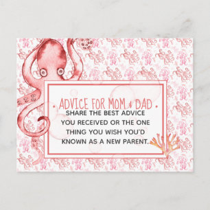 Pink Baby Octopus Baby Shower Advice for Mum & Dad Postcard