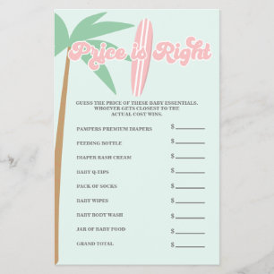 Pink Baby on Board Baby Shower Guess Right Price Flyer