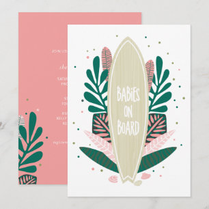 Pink Baby On Board Twins Baby Shower Invitation