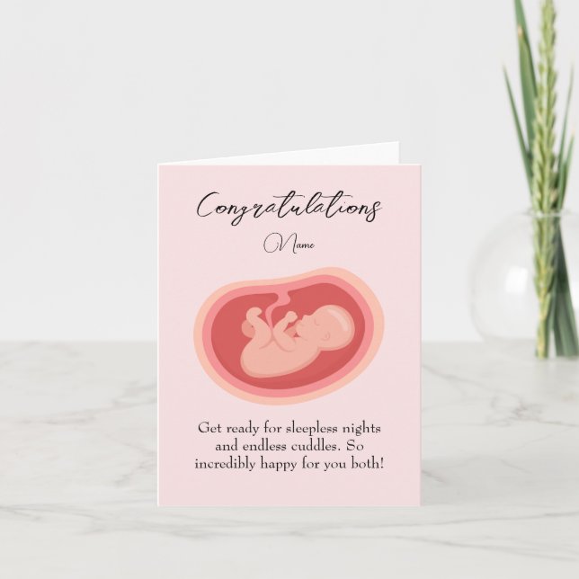 Pink Baby On The Way Congratulations card (Front)