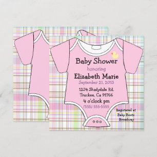 Pink Baby Outfit Shower Invitation