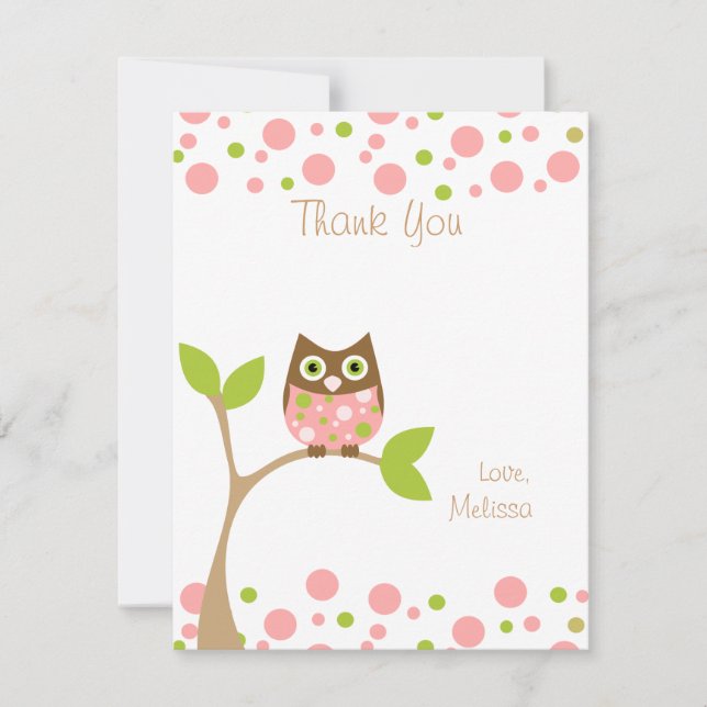 Pink Baby Owl Card (Front)