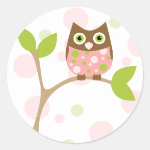 Pink Baby Owl Classic Round Sticker
