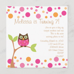 Pink Baby Owl-Hot Pink By Request Invitation