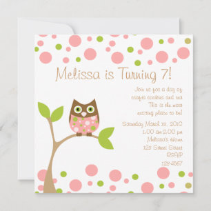 Pink Baby Owl Invitation