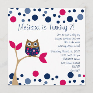Pink Baby Owl Invitation