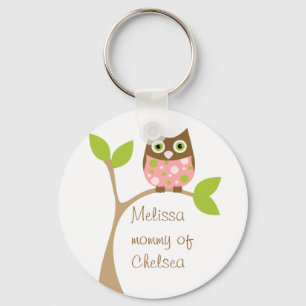Pink Baby Owl Key Ring