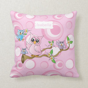 Pink Baby Owl Nursery Theme Cushion
