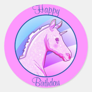 Pink Baby Palomino Unicorn (rainbow lite/Happy B) Classic Round Sticker
