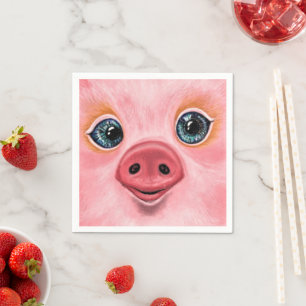 Pink Baby Pig Napkins - Smile