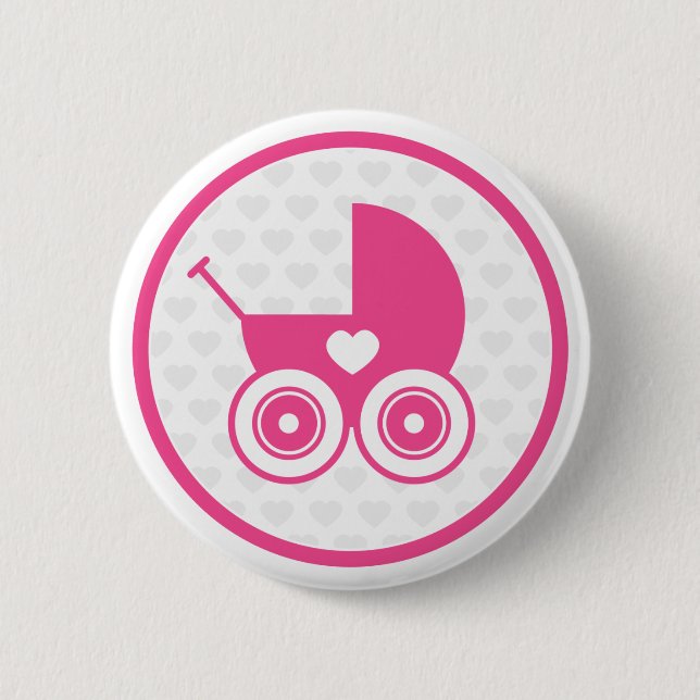 Pink Baby Pram Icon Button Badge (Front)