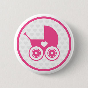 Pink Baby Pram Icon Button Badge