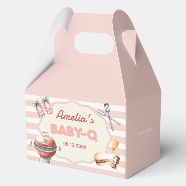Pink Baby-Q Baby Shower Favour Boxes (Front)