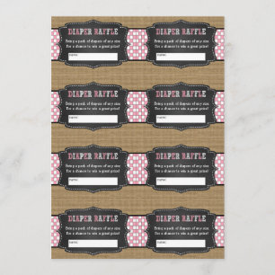 Pink Baby Q diaper raffle tickets, girl bbq Invitation