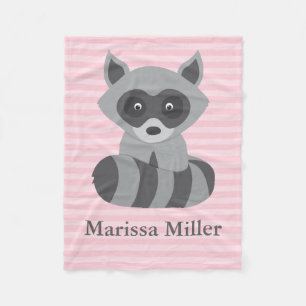 Pink Baby Racoon Fleece Blanket
