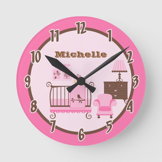 Pink Baby Room Personalised Clock (Front)