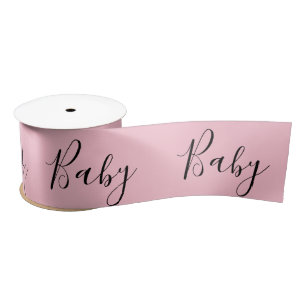 Pink Baby Script Elegant Baby Shower Satin  Satin Ribbon