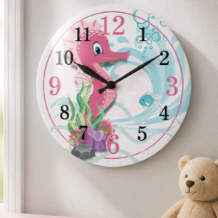 Pink Baby Seahorse Wall Clock