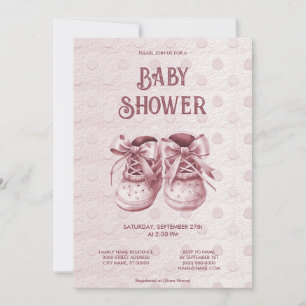 Pink Baby Shoes Baby Shower Invitation