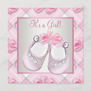 Pink Baby Shoes Pink Baby Girl Shower Invitation