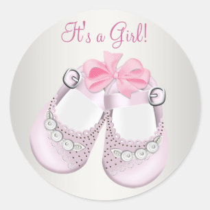 Pink Baby Shoes Pink Baby Shower Stickers