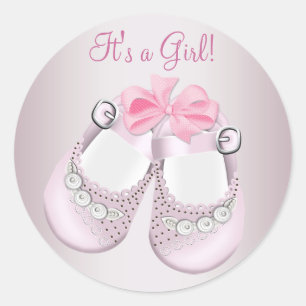 Pink Baby Shoes Pink Baby Shower Stickers