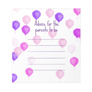 Pink  Baby Shower Advice for new Parents  Notepad