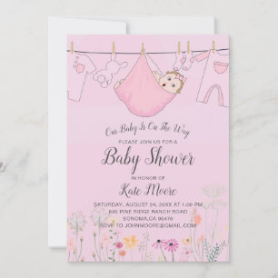 Pink Baby Shower Baby Bundle Invitation