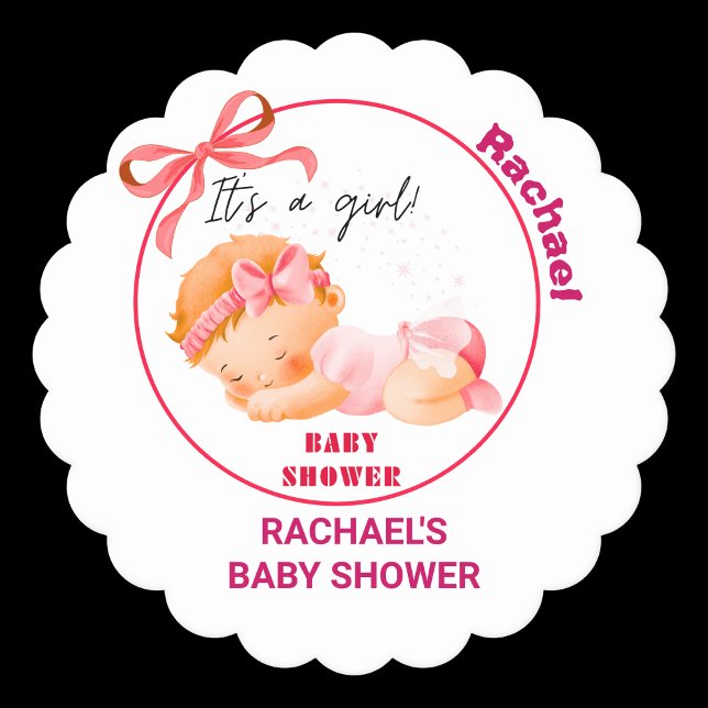 Pink Baby Shower, Baby Girl Shower Paper Coaster (Creator Uploaded)