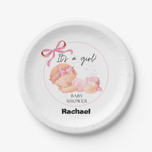 Pink Baby Shower, Baby Girl Shower Paper Plate
