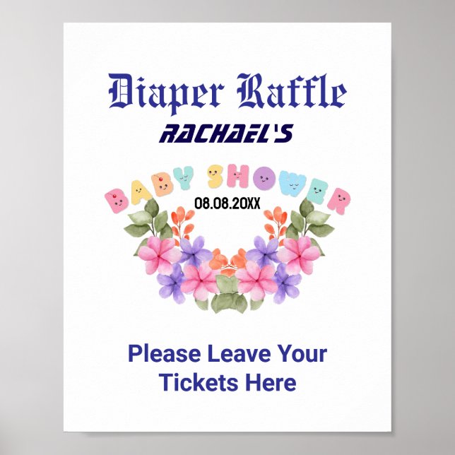 Pink Baby Shower, Baby Girl Shower Party Game Poster (Front)