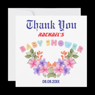Pink Baby Shower, Baby Girl Shower Thank You Card
