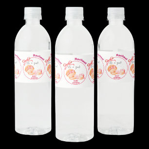Pink Baby Shower, Baby Girl Shower Water Bottle Label