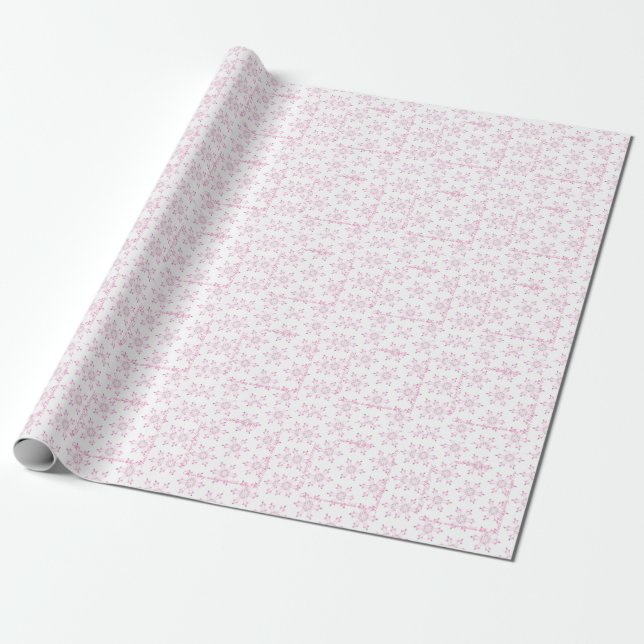 Pink Baby Shower Beautiful Baby Girl FlowerPattern Wrapping Paper (Unrolled)