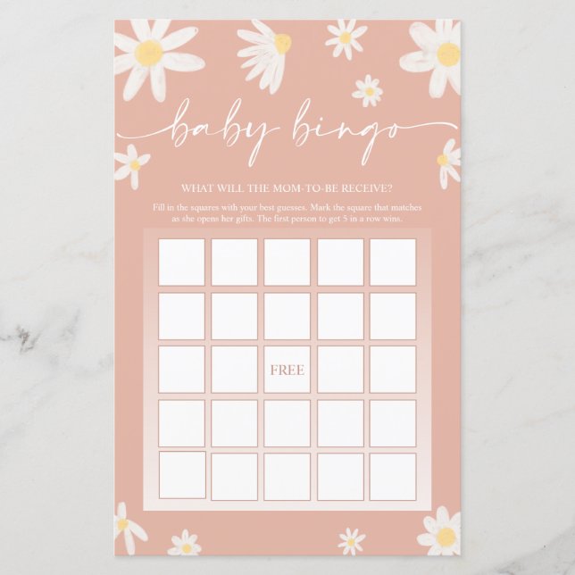 Pink Baby Shower Bingo Game   (Front)