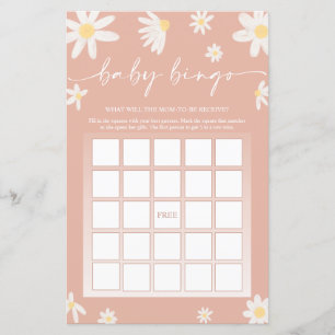 Pink Baby Shower Bingo Game  